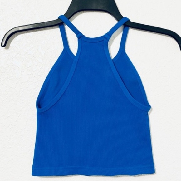 NWOT Free People Happiness Runs Long Crop Top Blue  Size Medium Large $40 - Picture 6 of 9